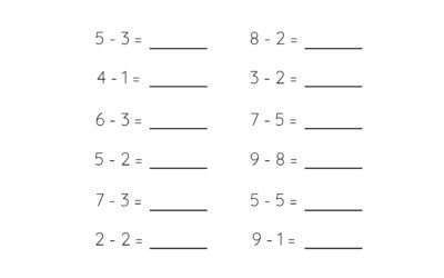 Single Digit Linear Subtraction Worksheet – B