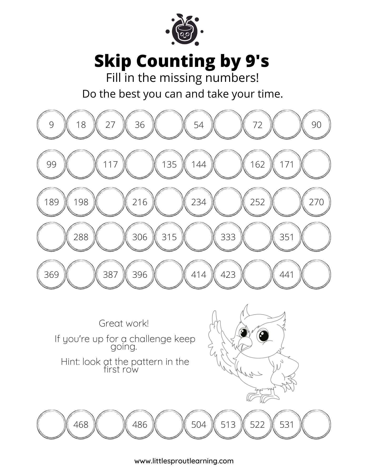 Skip Counting by 9’s