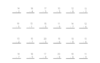 Stacked Subtraction – Subtracting Single Digits from 2 Digits