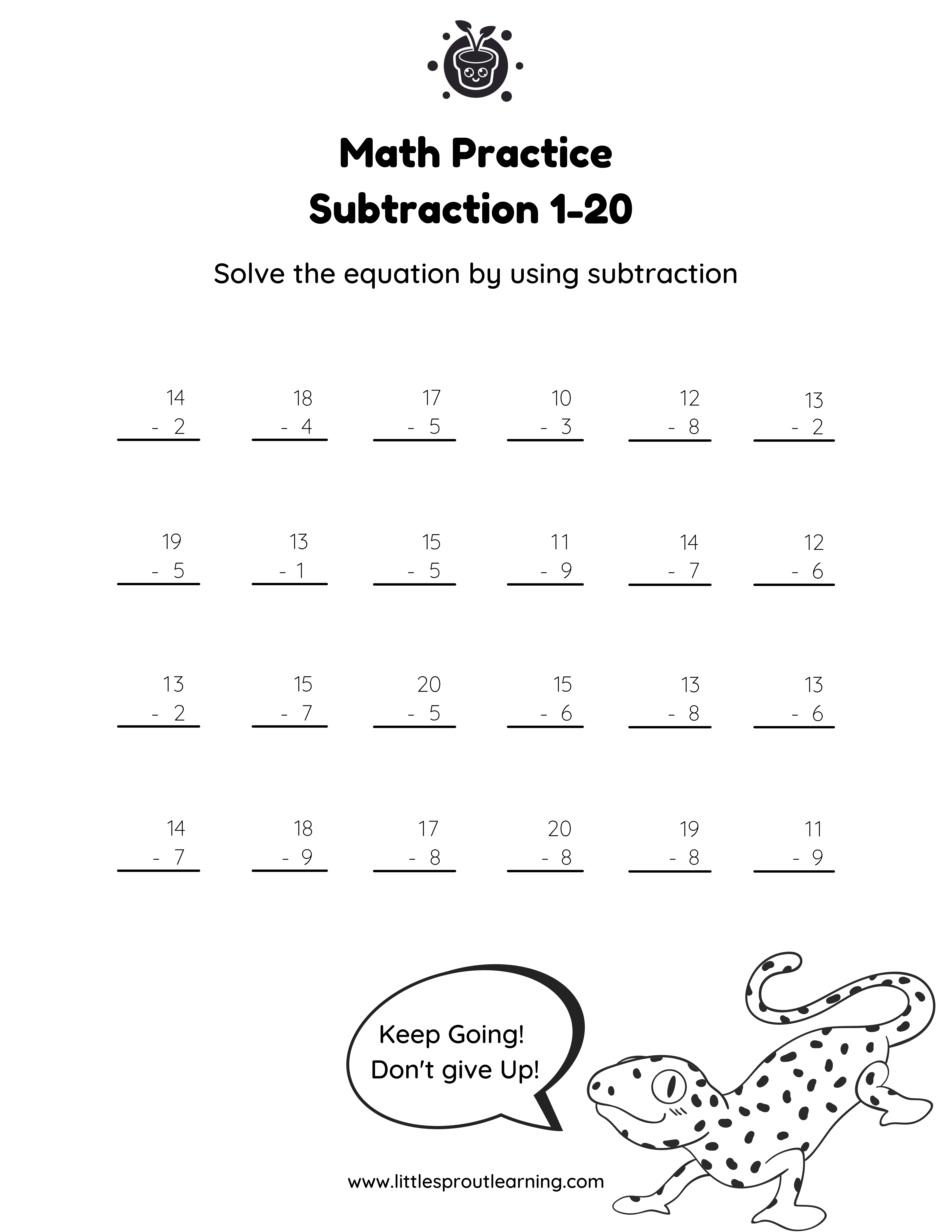 Stacked Subtraction – Subtracting Single Digits from 2 Digits