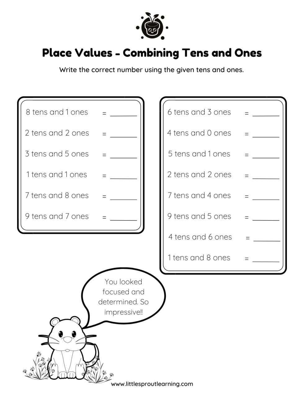 Best Place Value Math Worksheets Little Sprout Art + Learning Lab
