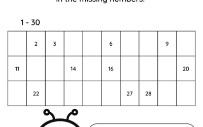Counting Practice Worksheet: Count by 1 Up to 30 Fill in The Blanks