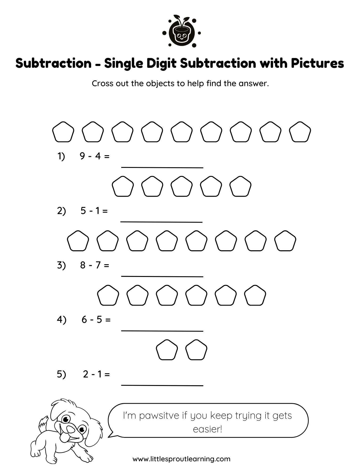 Subtraction Using Objects – Single Digit