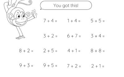 Addition Worksheet – Addition With Single Digit Numbers