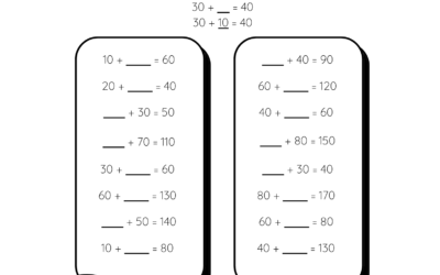 Find the Missing Number Addition Worksheet – Addition With Whole Tens