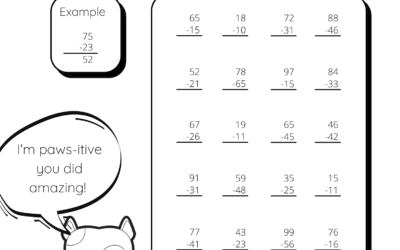 Subtracting 2 Digit Numbers – No Borrowing