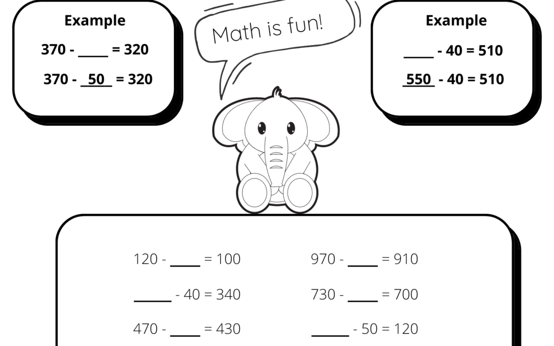 Whole Numbers Missing Minuend or Subtrahend With Grade 2 Subtraction Worksheets