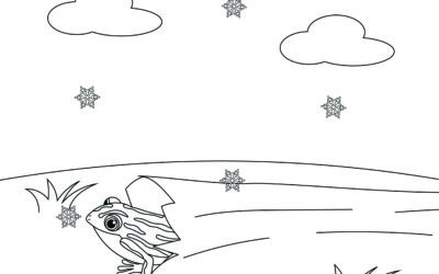 Wood Frog In a Hollow Log – Hibernating Animals Coloring Page
