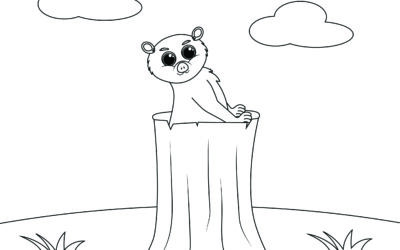 Fat Tailed Lemur in the Stump – Hibernating Animals Coloring Page