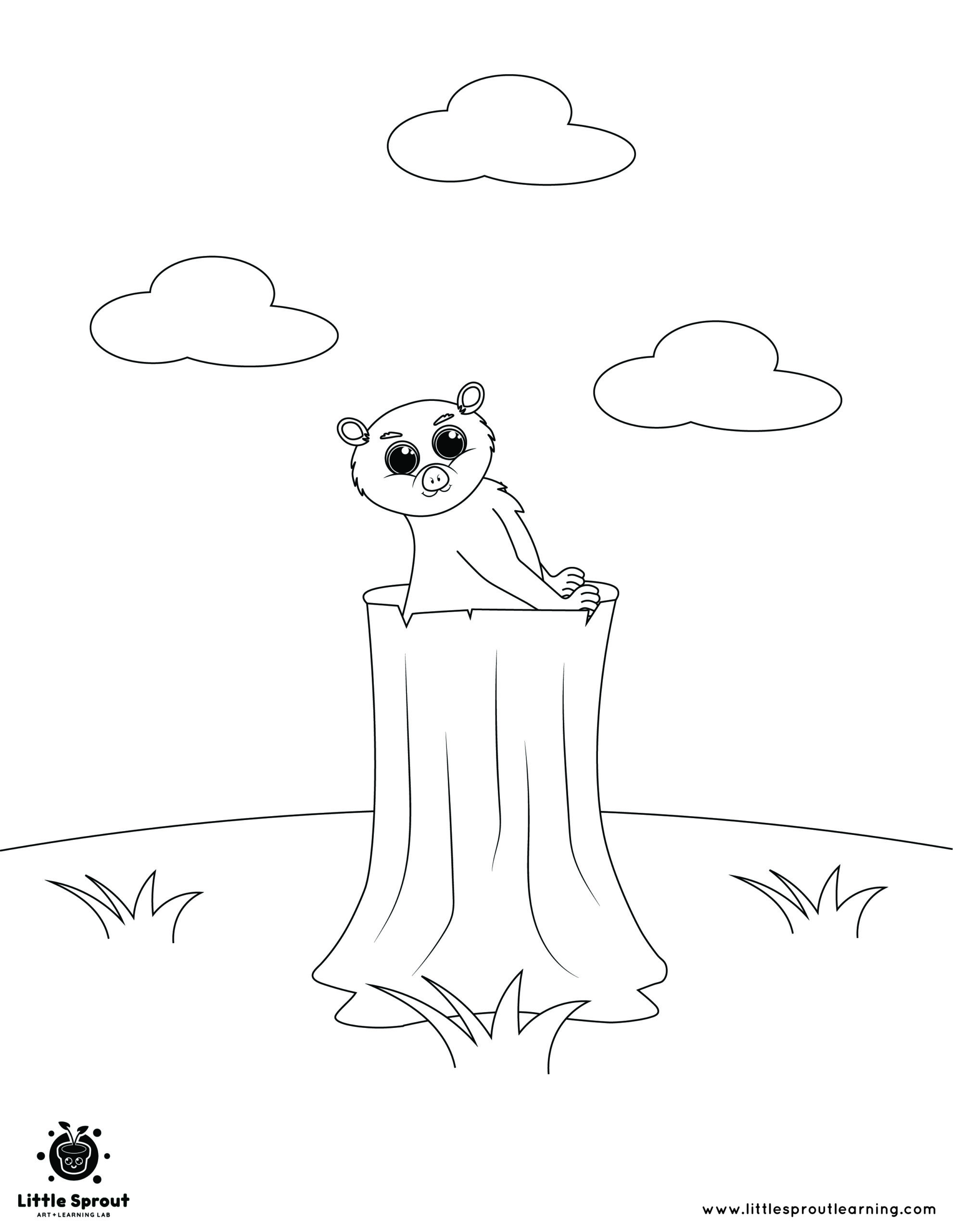 Fat Tailed Lemur in the Stump – Hibernating Animals Coloring Page
