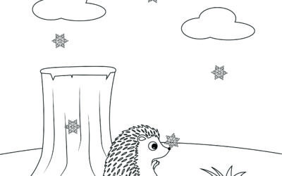 Hedgehog in the Snow – Hibernating Animals Coloring Page