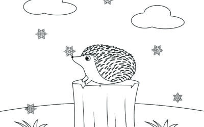 Hedgehog on a Stump – Hibernating Animals Coloring Page