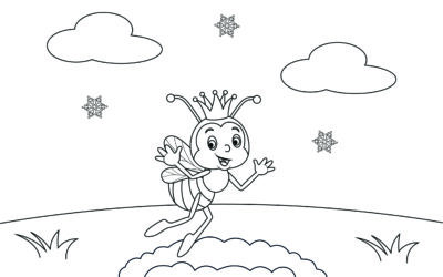 Queen Bumblebee Finds Her Home – Hibernating Animals Coloring Page