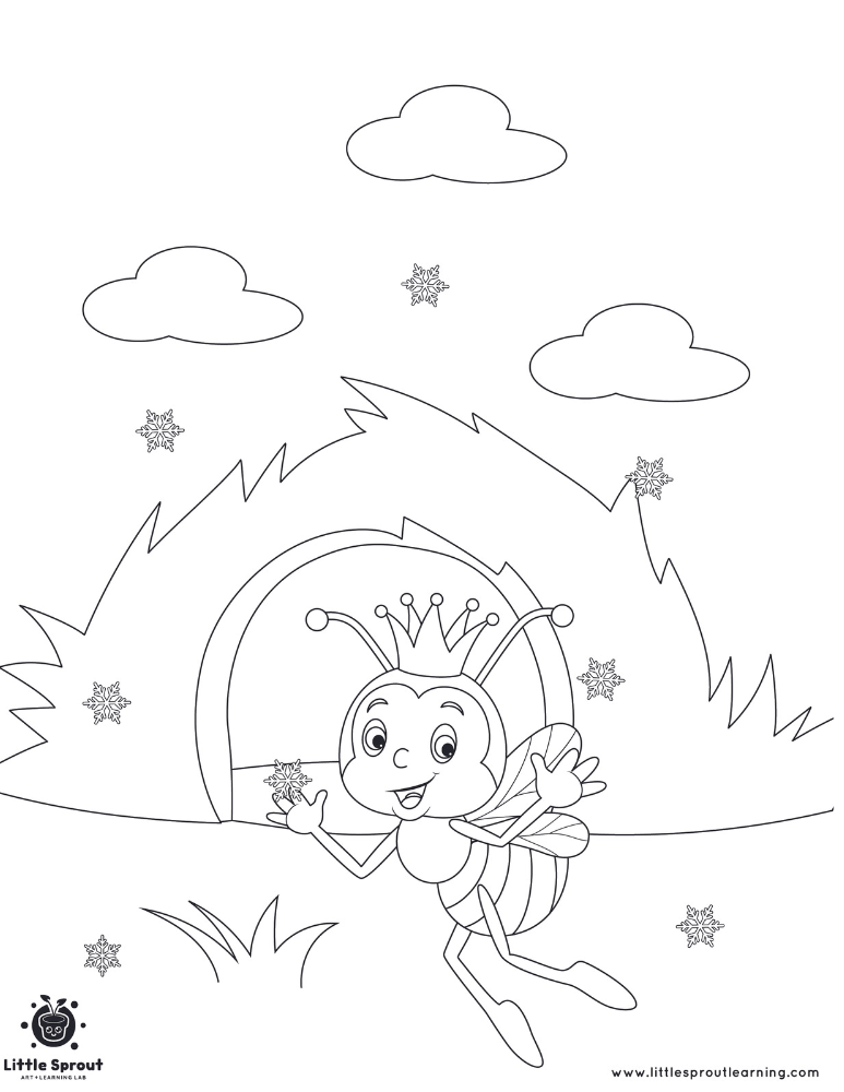 Excited Queen Bumblebee – Hibernating Animals Coloring Page