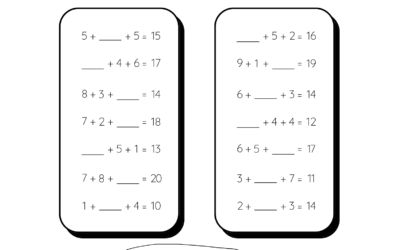 Find the Missing Number Addition Worksheet – Adding 3 Single Digit Numbers