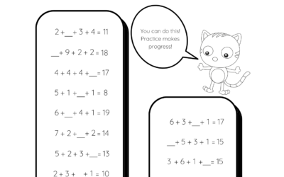 Find the Missing Number Addition Worksheet – Adding 4 Single Digit Numbers
