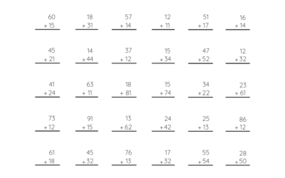 Addition Worksheet – Adding With 2 Digits – No Regrouping