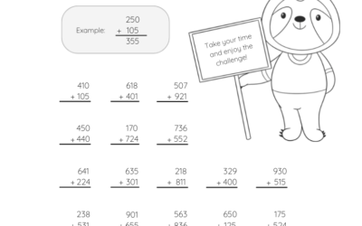 Addition Worksheet – Adding With 3 Digits – No Regrouping