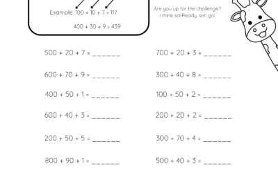 Addition Worksheet – Build a 3 Digit Number