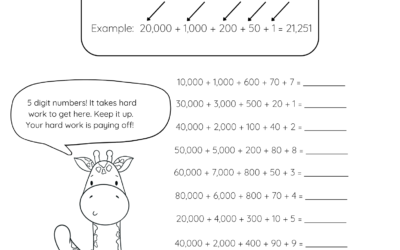 Addition Worksheet – Build a 5 Digit Number