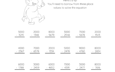 Subtraction Worksheet – Subtraction with Whole Thousands