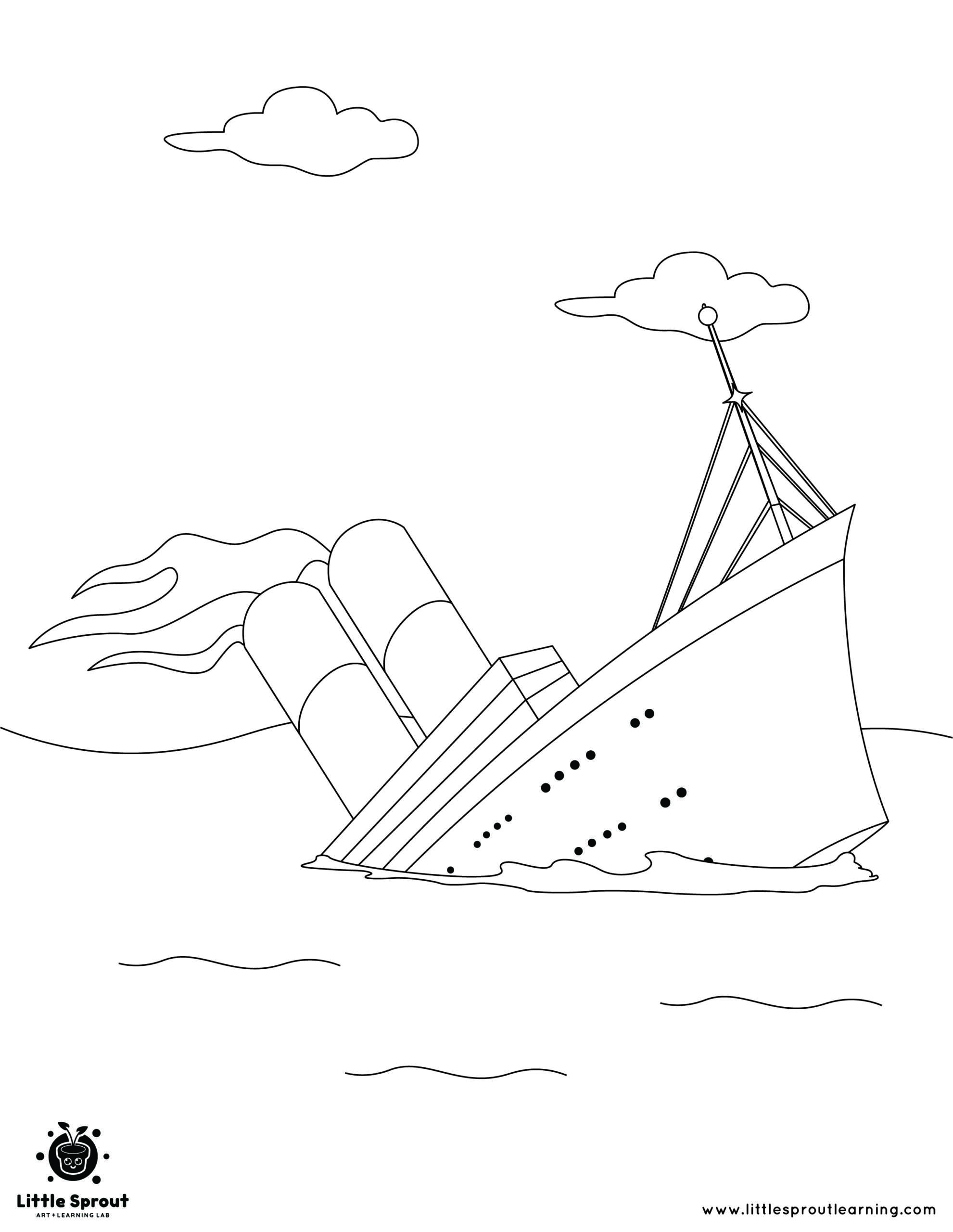 Titanic Sinking Coloring Page