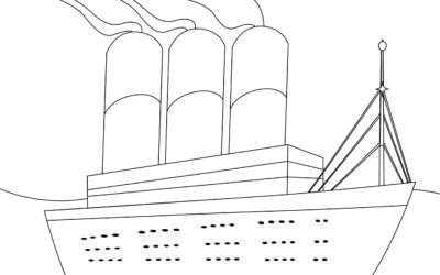 Titanic in the Ocean Coloring Page