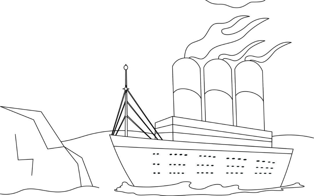 Iceberg and Titanic Coloring Page