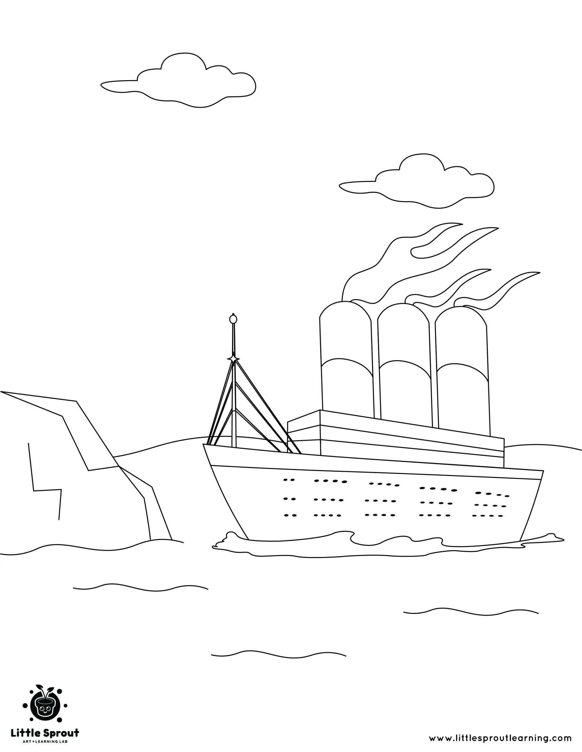 Iceberg and Titanic Coloring Page