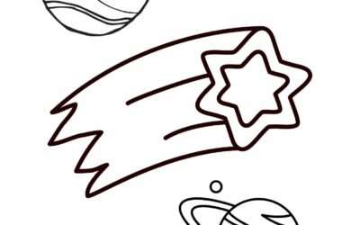 Planets and Star Coloring Page