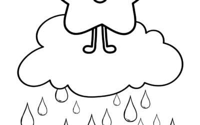 Raining Cloud and Star Coloring Page