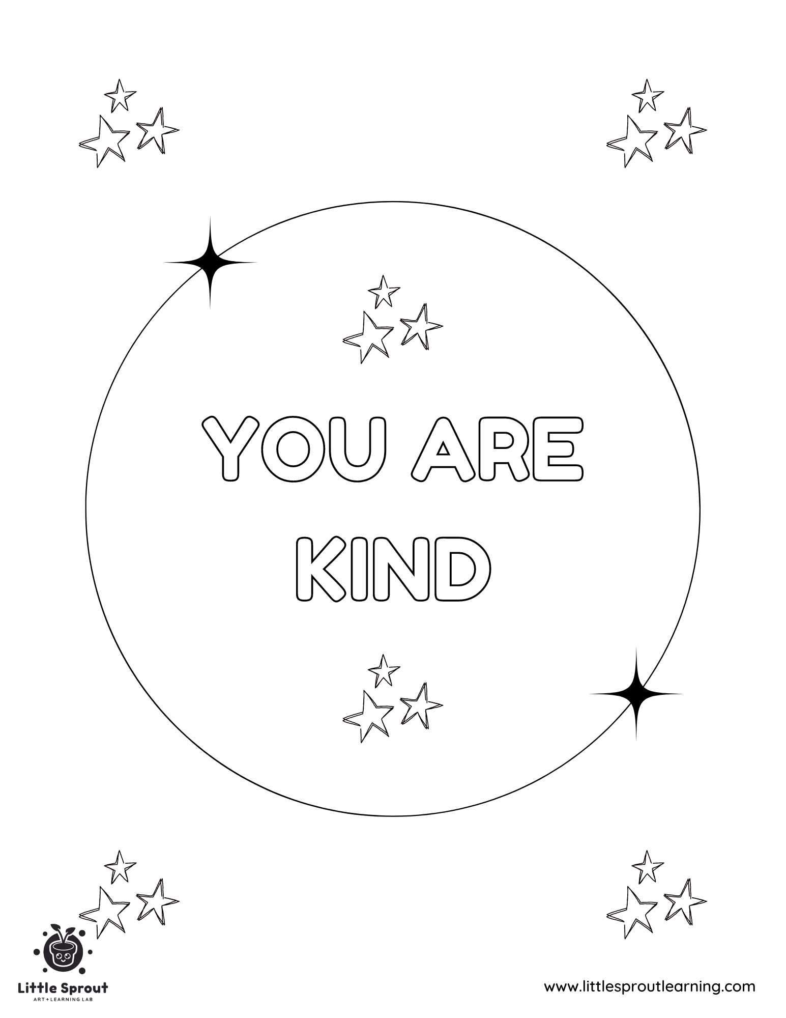 You Are Kind Star Coloring Page