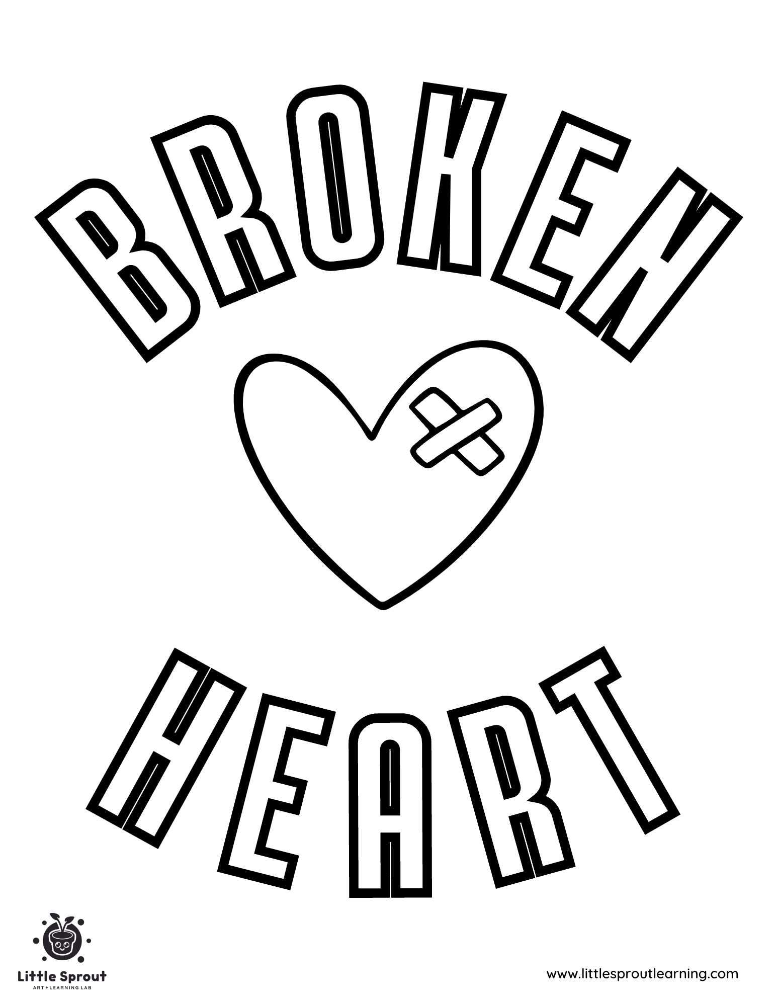 Bandaid Broken Heart Coloring Page