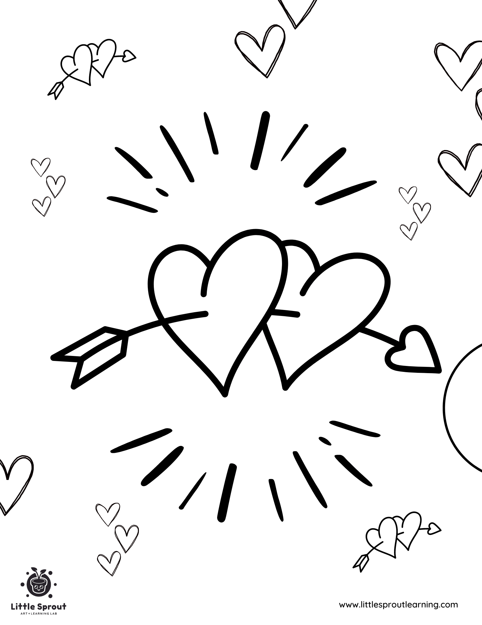 Bursting Love Heart Coloring Page