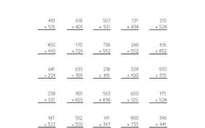 Addition Worksheet – Addition with 3 Digit Numbers