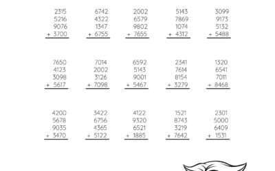 Adding in Columns – Adding Four 4 Digit Numbers