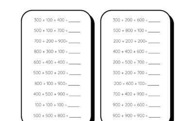 Addition Worksheet – Adding Three Whole Hundreds