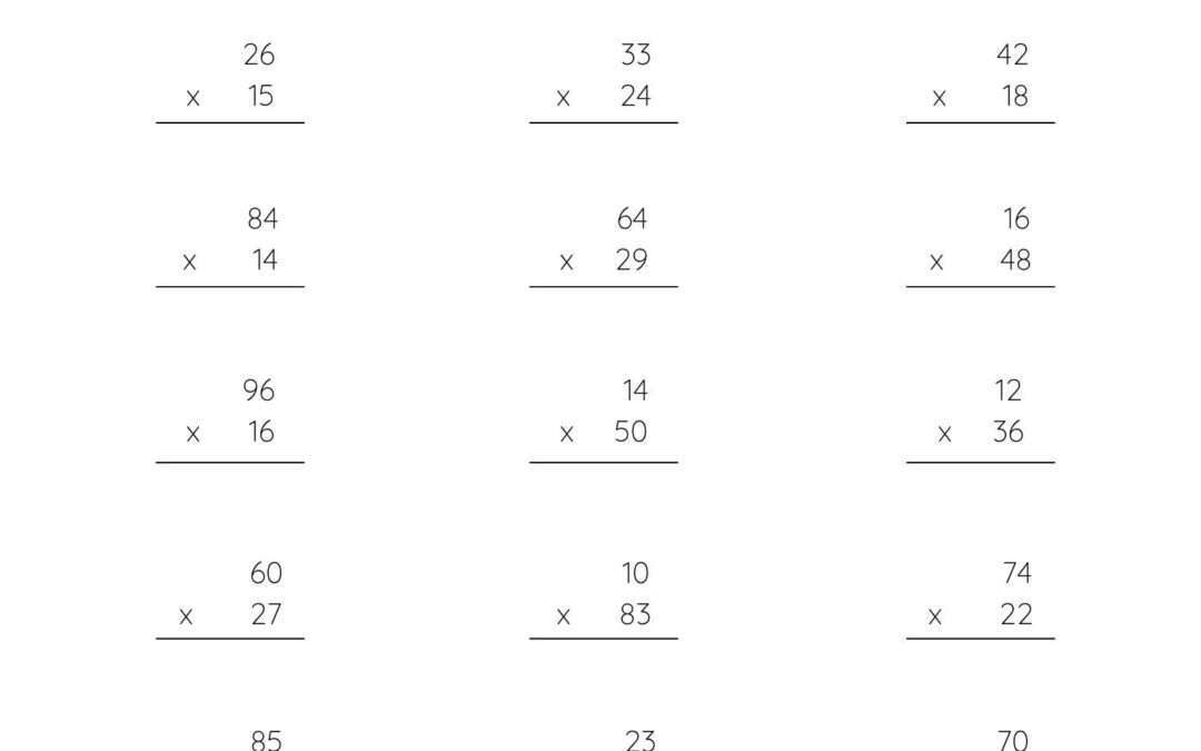 Grade Four Math Multiplication Two Digits