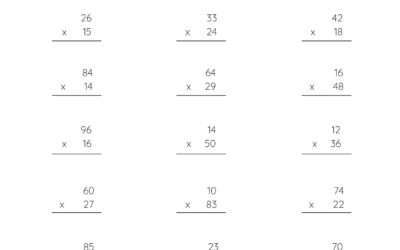 Multiplication Worksheet -Multiplying 2 Digit Numbers