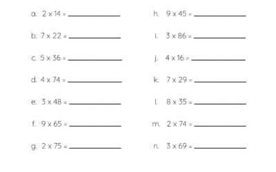 Multiplication Worksheet – Multiplying Single and 2 Digit Numbers