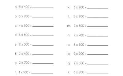 Multiplication Worksheet – Multiplying With Whole Hundreds