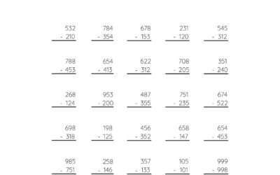Subtracting in Columns – Subtracting 3 Digit Numbers