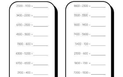 Subtraction with Whole Hundreds and 4 Digit Numbers
