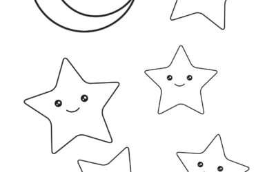 Moon and Stars Coloring Page
