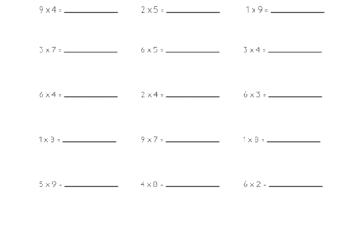 Multiplication Worksheet – Multiplying with Numbers 1 – 10