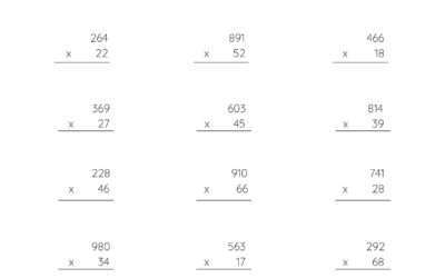 Multiplication Worksheet – Multiplying 3 Digit Numbers by 2 Digits