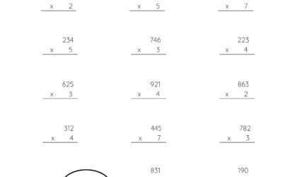 Multiplication Worksheet – Multiplying 3 Digit numbers by Single Digit