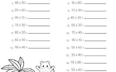Multiplication Worksheet – Multiplying Whole Tens with Whole Tens