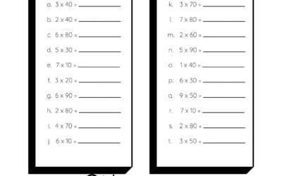 Multiplication Worksheet Multiplying With Whole Tens