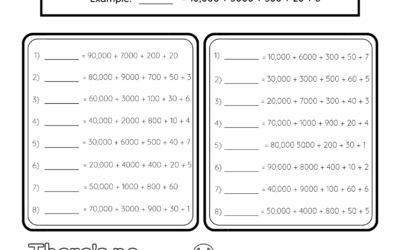 Place Values Worksheet – Building 5 Digit Numbers